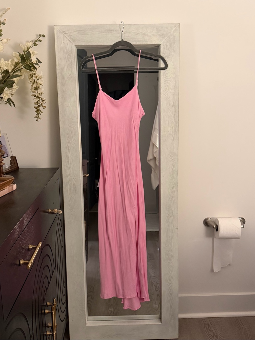 ZARA Pink Slip Maxi Dress with Spaghetti Straps